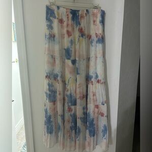 NASHALYLY Women's Chiffon Elastic High Waist Pleated A-Line Flared Maxi Skirts